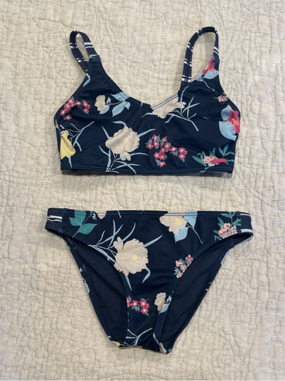 Roxy girl never worn Navy Floral Two-Piece Bikini Set